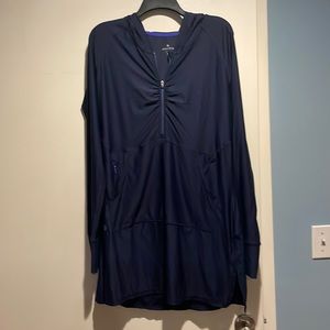 Athleta hooded cover up with pockets size XL Navy worn once.